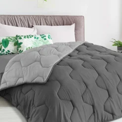 Couette bicolore 200x200 gris foncé et gris clair