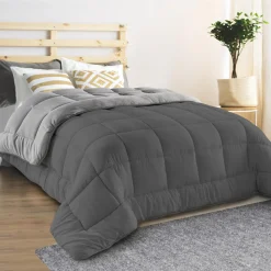Couette polaire biface 140x200 cm gris clair et foncé