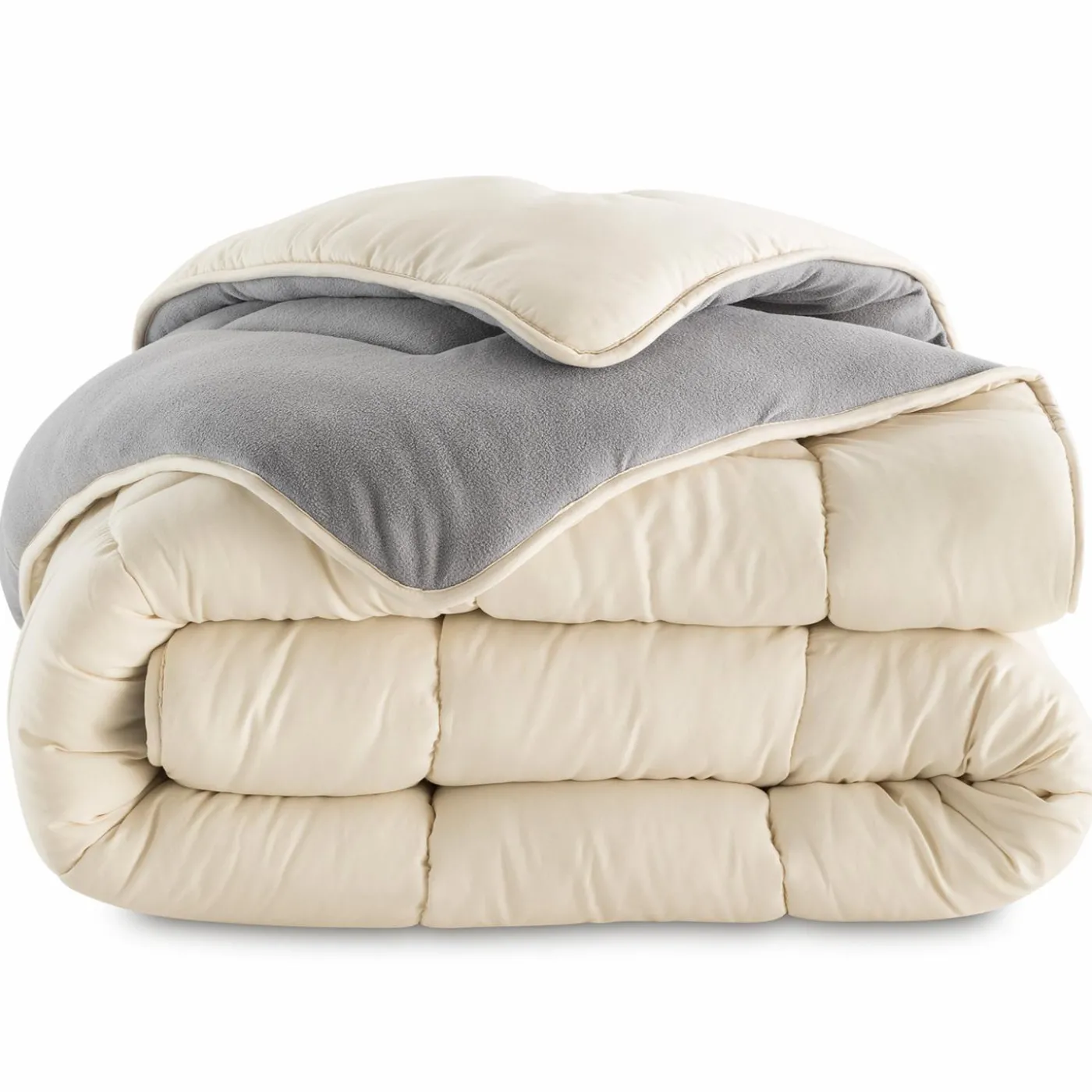 Couette polaire biface 140x200 gris et crème