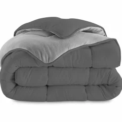 Couette polaire biface 220x240 cm gris clair et gris foncé 400 gr