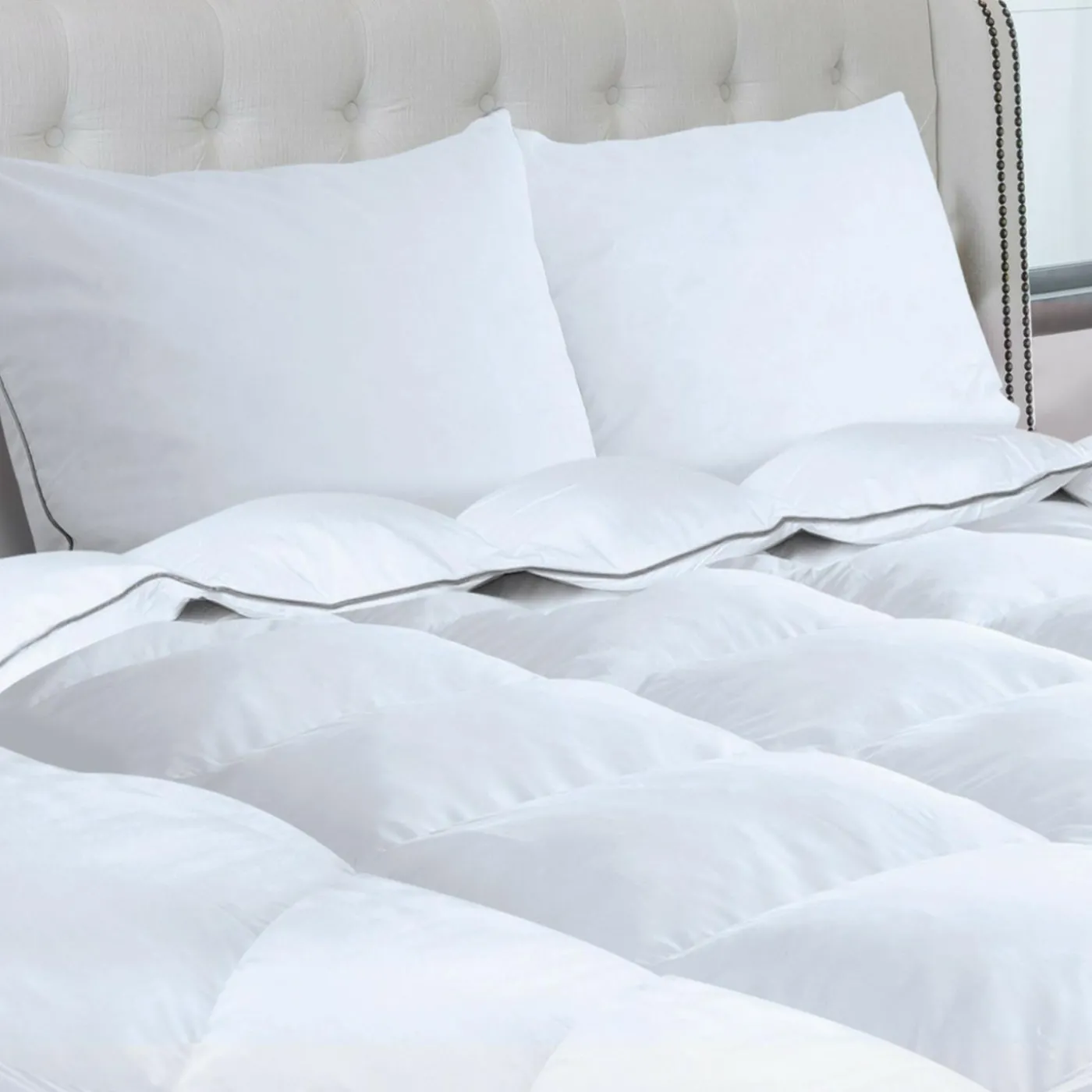 Couette 240x260 + 2 oreillers en plume d'oie