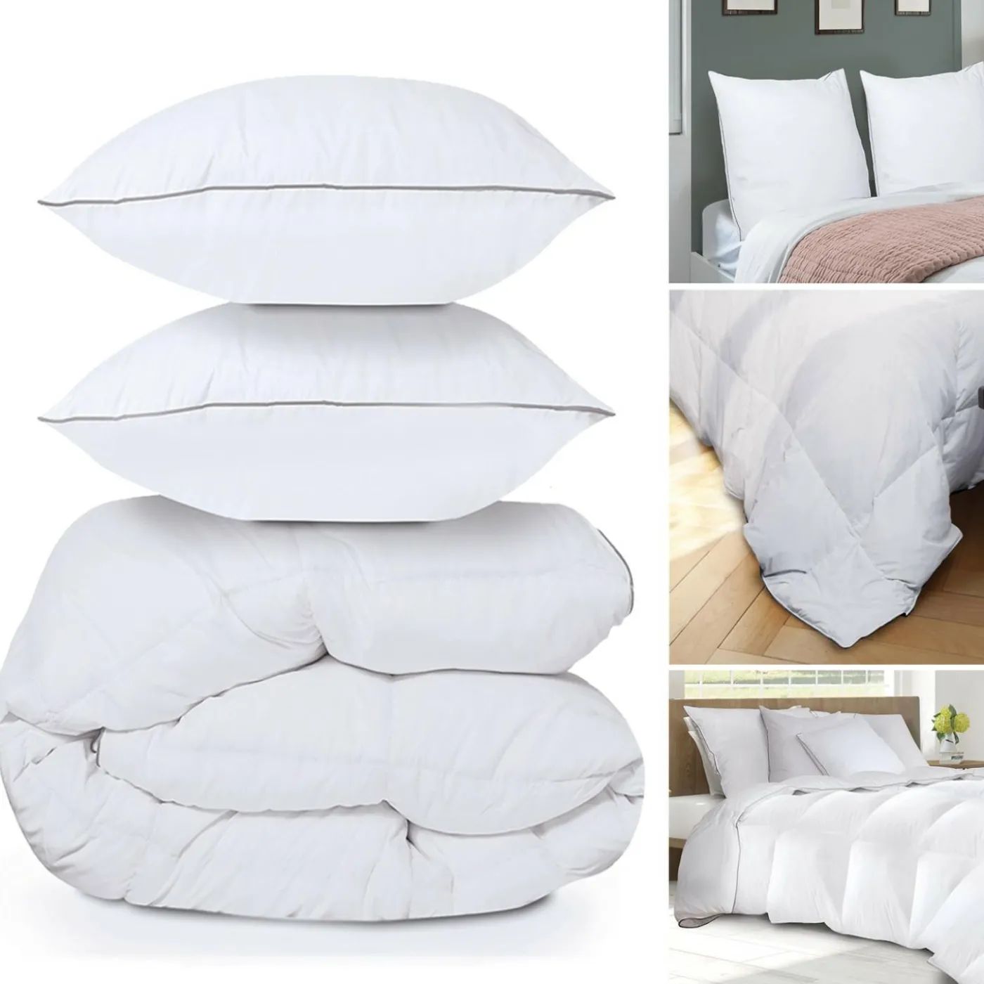 Couette 240x260 + 2 oreillers en plume d'oie
