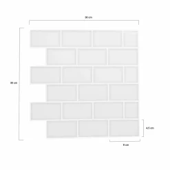 Crédence adhésive murale effet carrelage blanc
