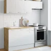 Cuisine complète 180 cm avec plan de travail bois et blanc
