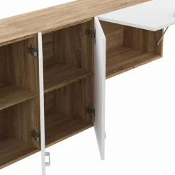 Cuisine complète 180 cm avec plan de travail bois et blanc