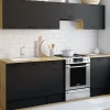 Cuisine complète 240 cm avec plan de travail bois et noir