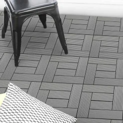 Dalles de terrasse mosaïques clipsables bois composite gris 30 x 30 cm