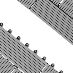 Dalles de terrasse mosaïques clipsables bois composite gris 30 x 30 cm