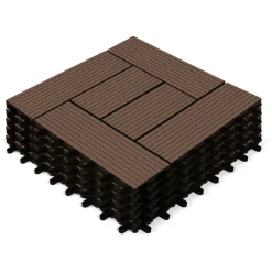 Dalles de terrasse mosaïques clipsables bois composite taupe 30 x 30 cm