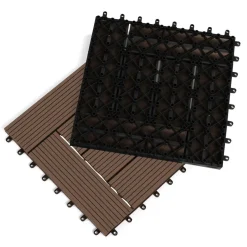 Dalles de terrasse mosaïques clipsables bois composite taupe 30 x 30 cm