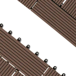 Dalles de terrasse mosaïques clipsables bois composite taupe 30 x 30 cm