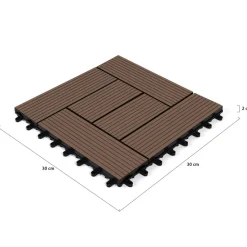 Dalles de terrasse mosaïques clipsables bois composite taupe 30 x 30 cm