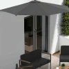 Demi parasol de balcon plage CORTE gris 2,7x1,35 M avec housse