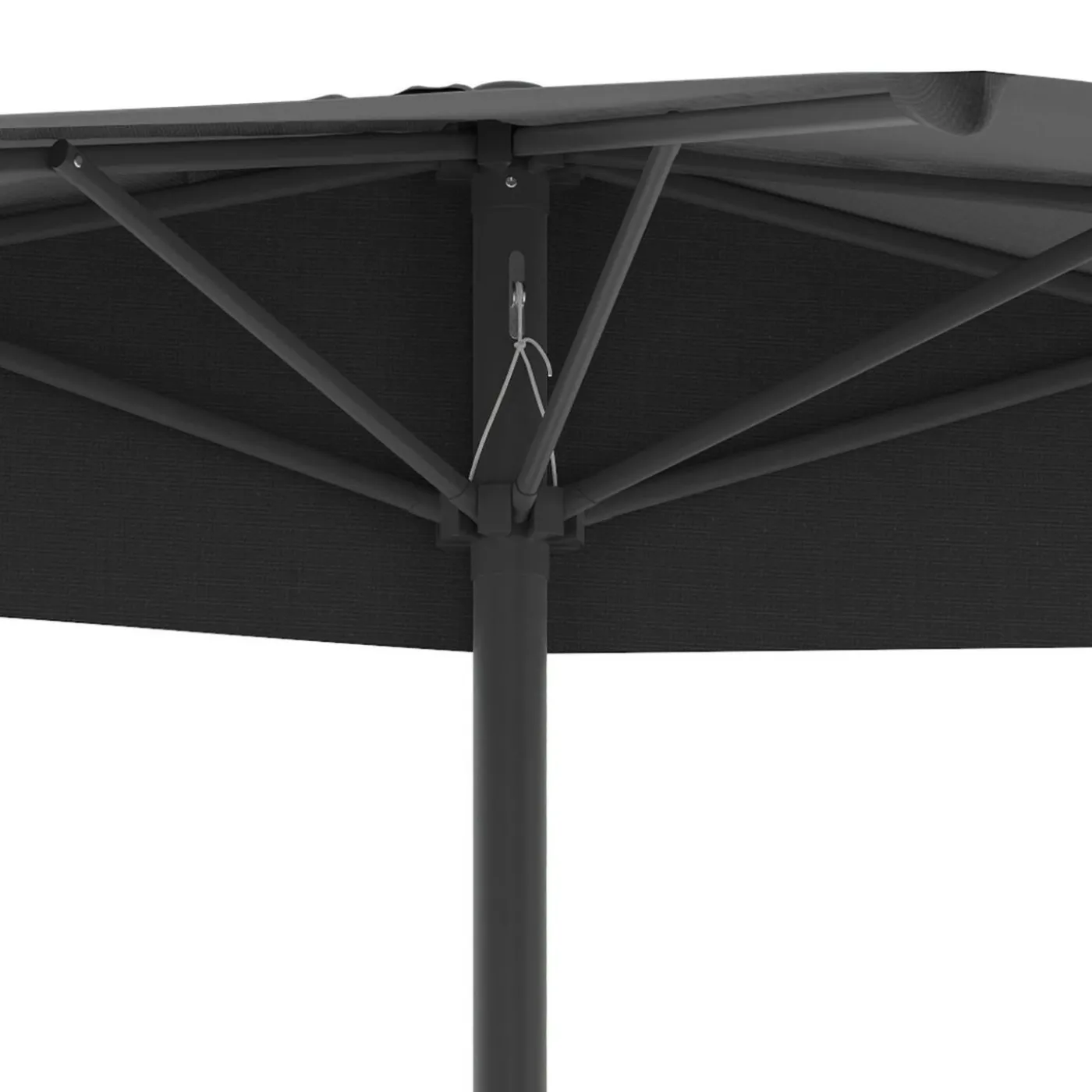 Demi parasol de balcon plage CORTE gris 2,7x1,35 M avec housse
