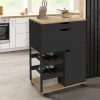 Desserte de cuisine avec placards et range-bouteilles bois et noir