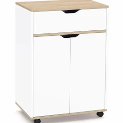 Desserte de cuisine bois blanc avec 1 grand placard + 1 tiroir