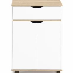 Desserte de cuisine bois blanc avec 1 grand placard + 1 tiroir