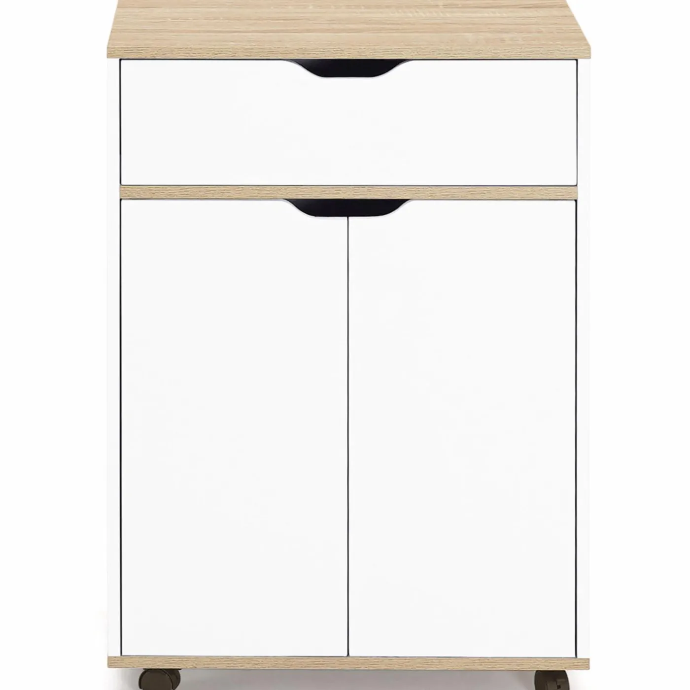 Desserte de cuisine bois blanc avec 1 grand placard + 1 tiroir