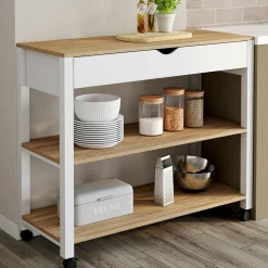 Desserte de cuisine XXL plan de travail 110 cm et tiroir