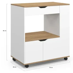 Desserte micro-onde placard tiroir épices blanc