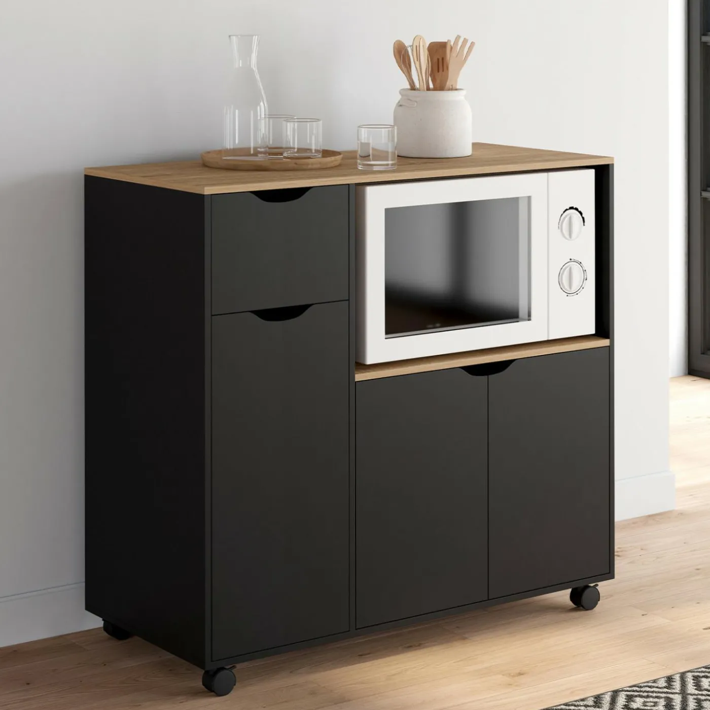 Desserte micro-onde xxl bois noir