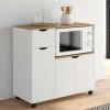 Desserte micro-onde xxl bois blanc