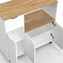 Desserte micro-onde xxl bois blanc