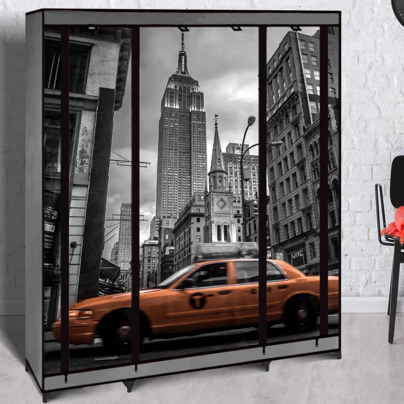 Dressing armoire en tissu imprimé New York