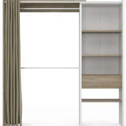 Dressing blanc et bois extensible grande capacité de rangement