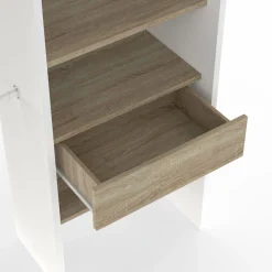 Dressing blanc et bois extensible grande capacité de rangement