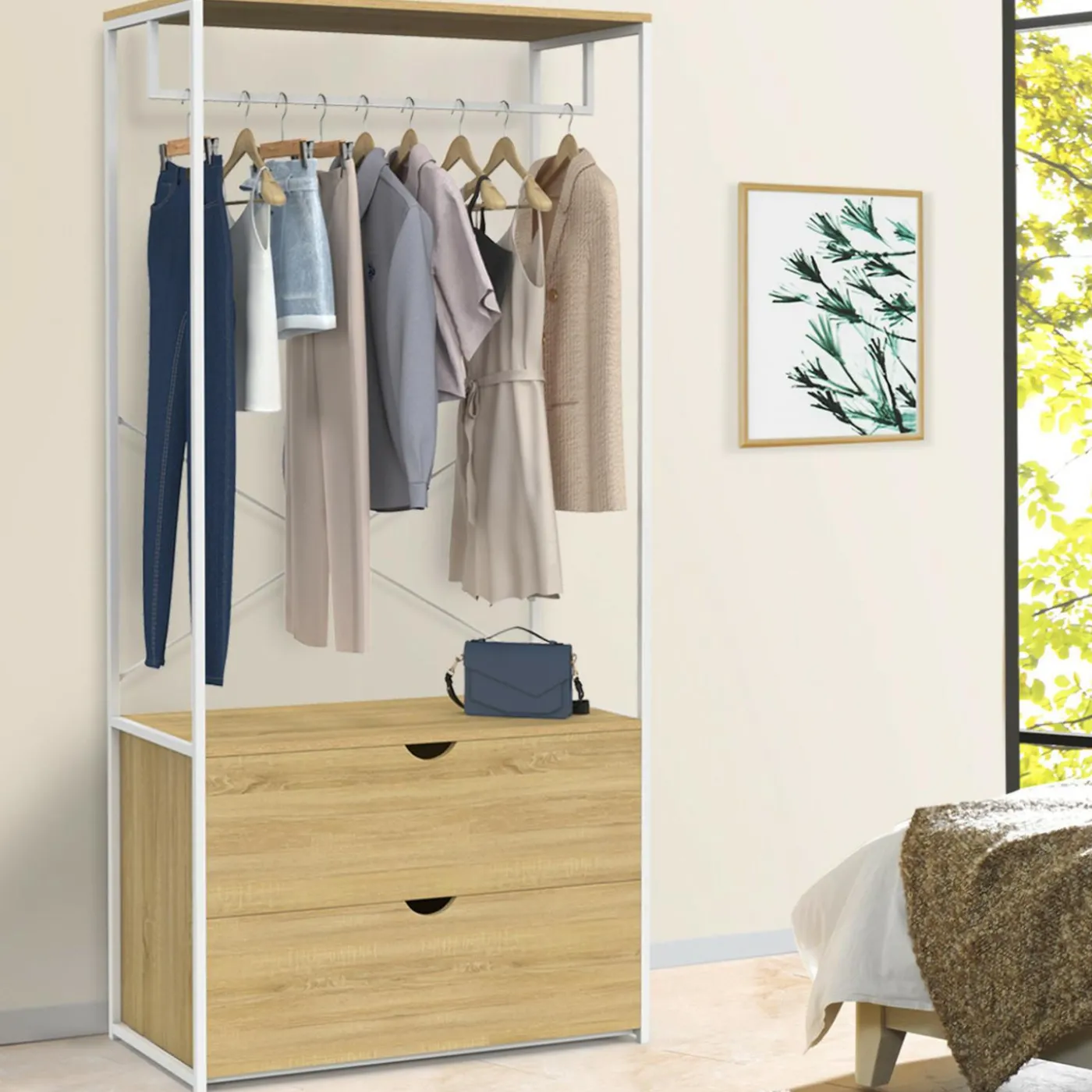 Dressing bois et métal blanc
