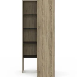 Dressing d'angle modulable L. 90 / 127 cm double penderie + étagères bois et noir