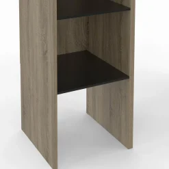 Dressing d'angle modulable L. 90 / 127 cm double penderie + étagères bois et noir