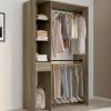 Dressing double penderie L. 110 cm avec étagères + tiroir + rangements à chaussures hêtre et noir
