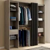 Dressing extensible double en bois avec rideau noir