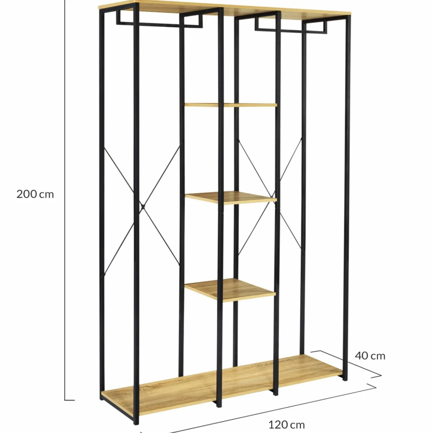 Dressing industriel 120 cm métal noir et bois