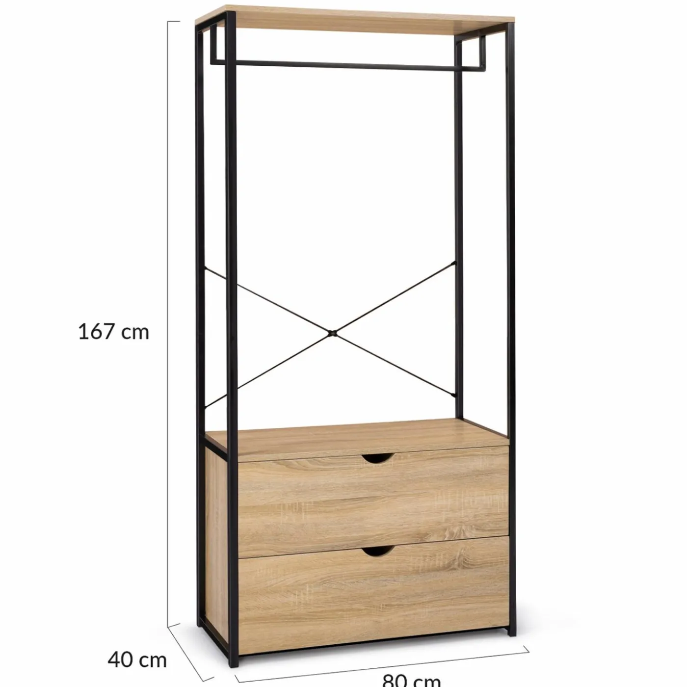 Dressing industriel 2 tiroirs 80 cm