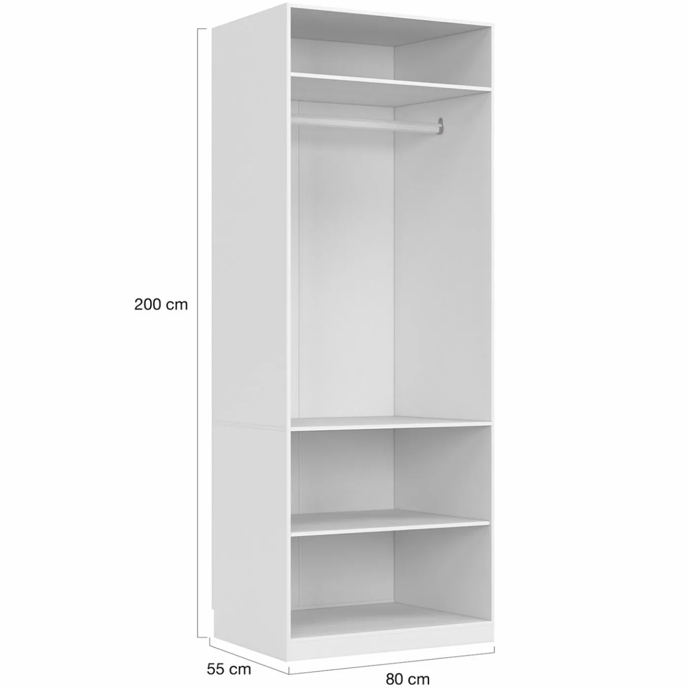 Dressing modulable blanc avec 2 penderies, 10 étagères et 3 tiroirs