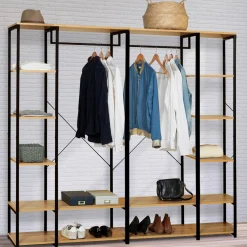 Dressing ouvert industriel 167 cm double penderie