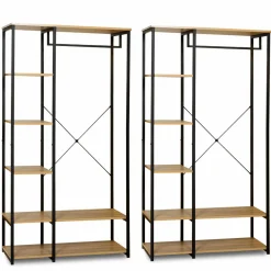 Dressing ouvert industriel 167 cm double penderie