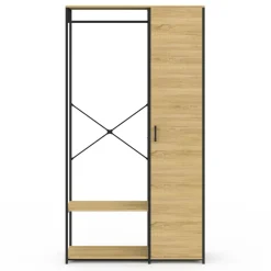 Dressing penderie étagères avec porte L. 90 cm design industriel