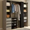 Dressing XXL extensible 120/180 cm en hêtre avec penderie, étagères et tiroirs