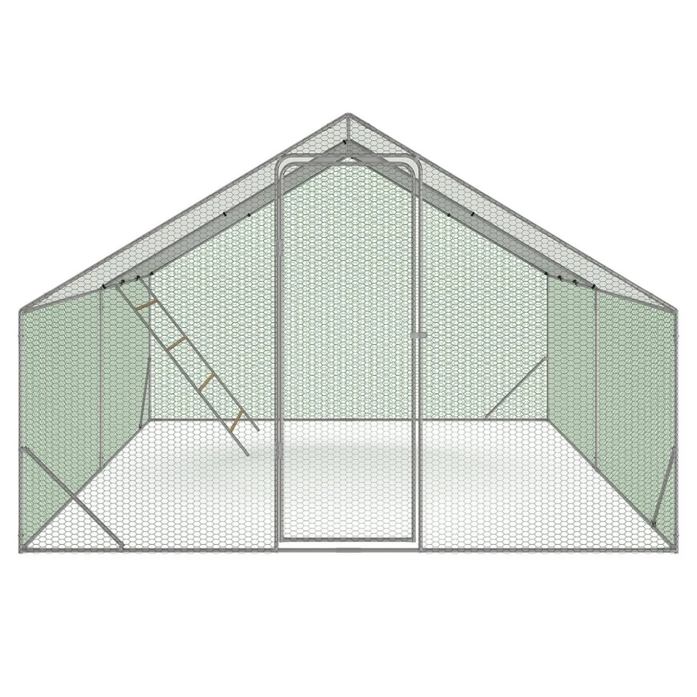 Enclos poulailler 12 m² en acier galvanisé avec perchoir