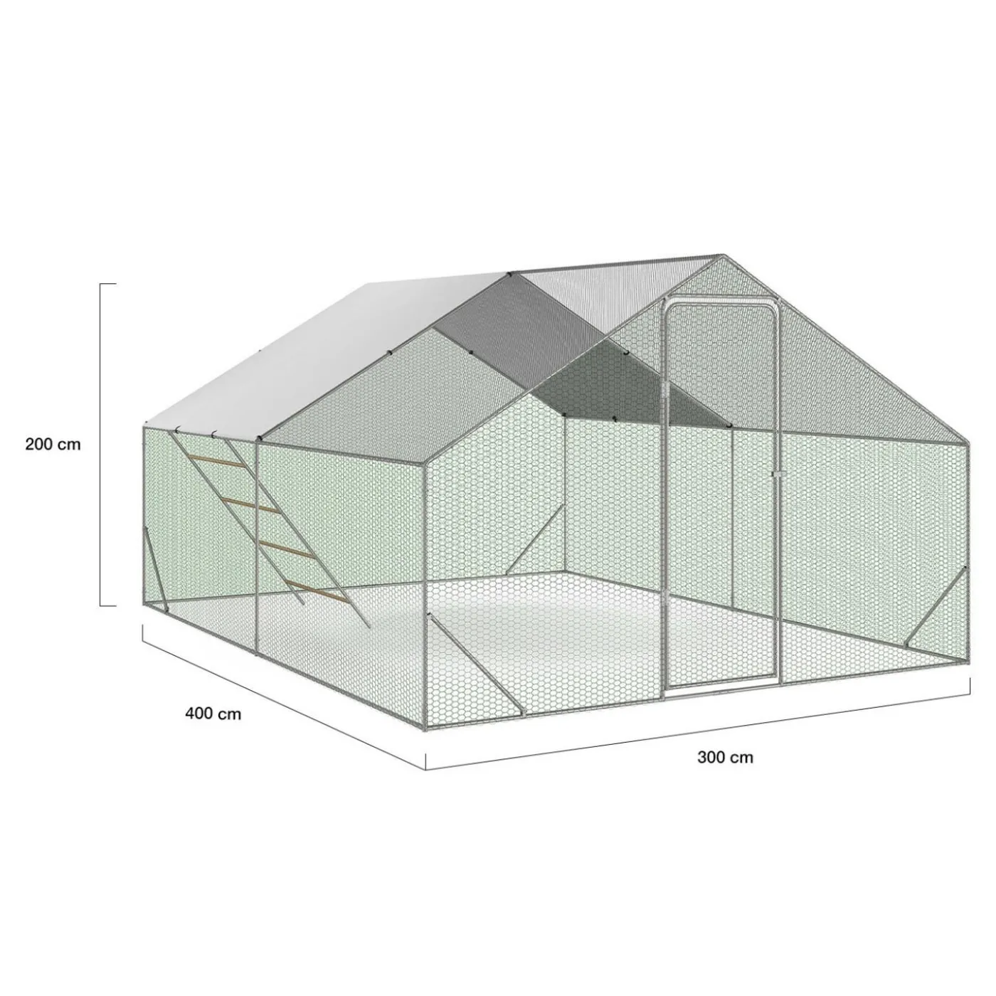 Enclos poulailler 12 m² en acier galvanisé avec perchoir