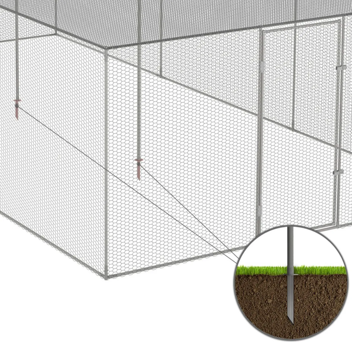 Enclos poulailler en acier galvanisé 18 m² 6x3 m volière extérieure XXL