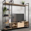 Ensemble meuble TV industriel avec étagères