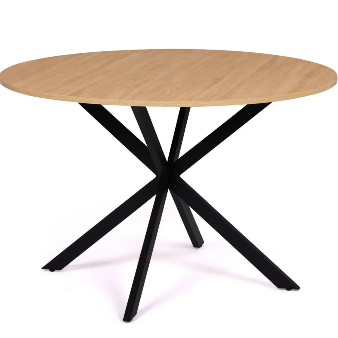 Ensemble table à manger ronde 110 cm bois et noir et 4 chaises noires