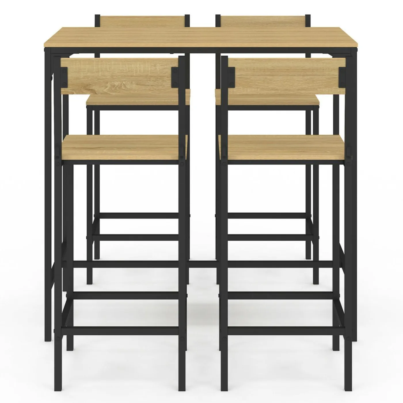 Ensemble table de bar et 4 chaises de bar industrielles