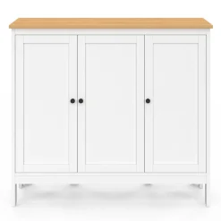 Ensemble table de bar ilot et 2 tabourets bois blanc plateau façon hêtre