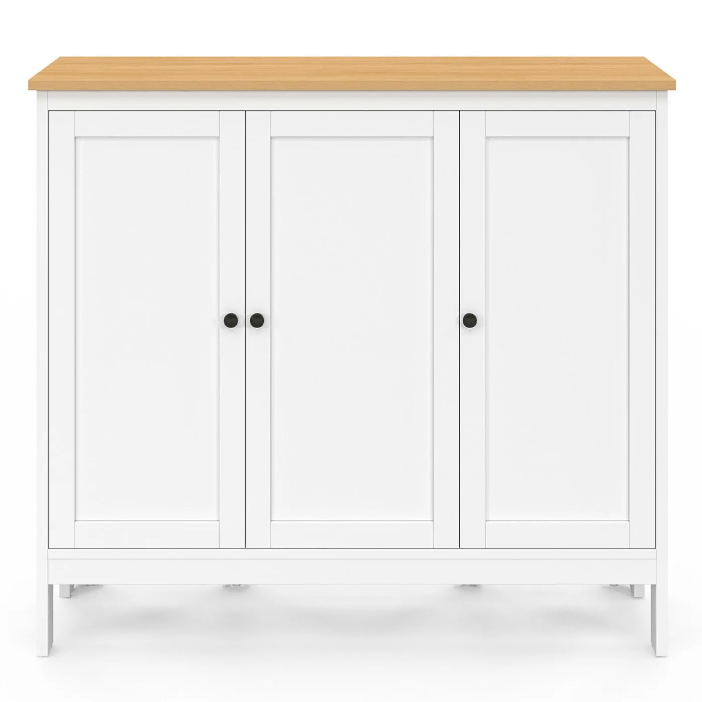 Ensemble table de bar ilot et 2 tabourets bois blanc plateau façon hêtre
